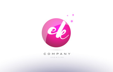 ek e k  sphere pink 3d hand written alphabet letter logo