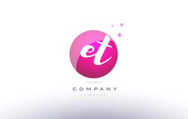 et e t  sphere pink 3d hand written alphabet letter logo