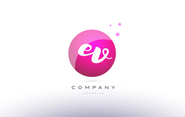 ev e v  sphere pink 3d hand written alphabet letter logo