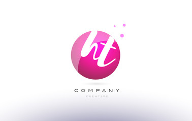 ht h t  sphere pink 3d hand written alphabet letter logo