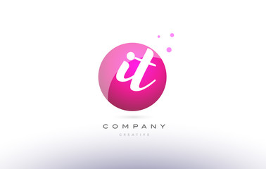 it i t  sphere pink 3d hand written alphabet letter logo