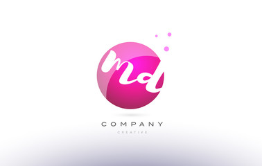 md m d  sphere pink 3d hand written alphabet letter logo