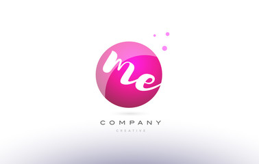me m e  sphere pink 3d hand written alphabet letter logo