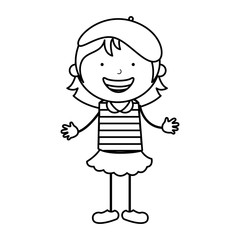 french little girl character vector illustration design