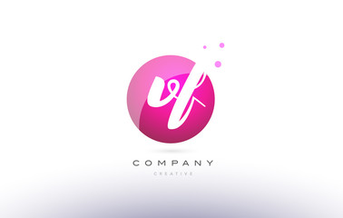 vf v f  sphere pink 3d hand written alphabet letter logo