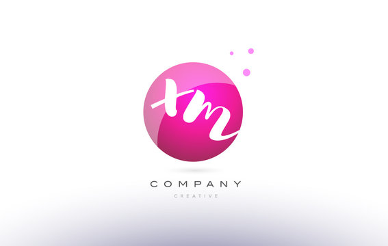 xm x m  sphere pink 3d hand written alphabet letter logo