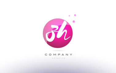 zh z h  sphere pink 3d hand written alphabet letter logo