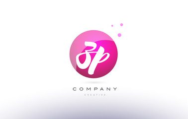zp z p  sphere pink 3d hand written alphabet letter logo