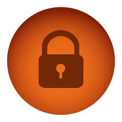 orange color circular frame with silhouette padlock vector illustration