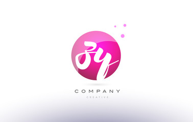 Obraz premium zy z y sphere pink 3d hand written alphabet letter logo