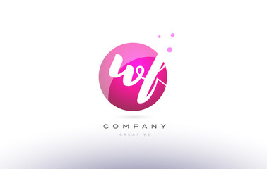 wf w f  sphere pink 3d hand written alphabet letter logo