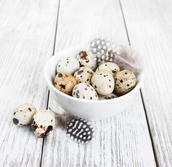 bowl with fresh quail eggs