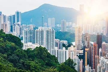 Fototapeta premium Hong Kong apartment block in China.