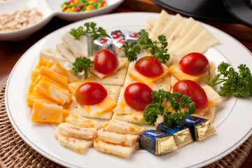 cheese and fruits. It's  a good wine snack.