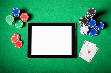 Tablet computer on poker table