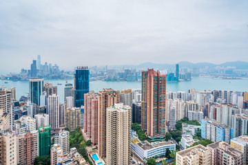 Naklejka premium aerial view of Hong Kong apartment block in China.