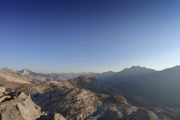 Mountain Pass Sunrise - Sunrise high above the Sierra Nevada mountain pass on the pacific crest trail.