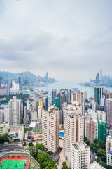 Fototapeta na wymiar aerial view of Hong Kong apartment block in China.