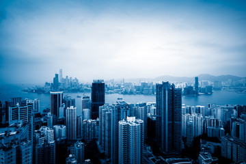 Obraz premium aerial view of Hong Kong apartment block in China.