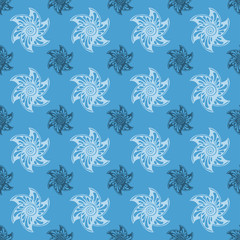 Sea seamless pattern blue background.