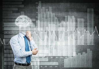 Brain headed businessman