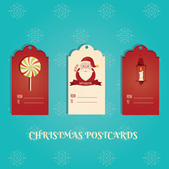 Modern vector illustration of Christmas postcards