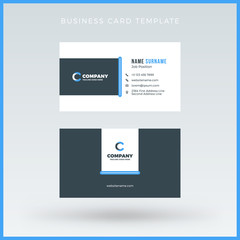 Fototapeta na wymiar Double-sided Blue Business Card Template. Vector Illustration. Stationery Design