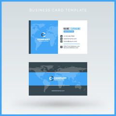 Double-sided Blue Business Card Template. Vector Illustration. Stationery Design