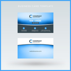 Double-sided Blue Business Card Template. Vector Illustration. Stationery Design