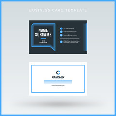 Double-sided Blue Business Card Template. Vector Illustration. Stationery Design