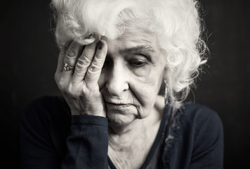 Elderly woman having a dsepression