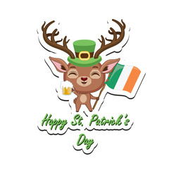 St. Patrick's Day red deer sticker