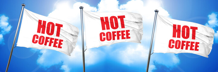 hot coffee, 3D rendering, triple flags