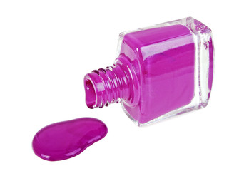 Violet nail polish on a white background