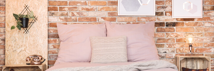 Fototapeta na wymiar Bed with pillows