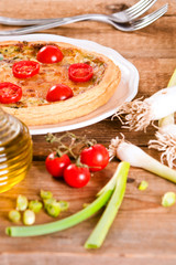 Leek and tomato quiche. 
