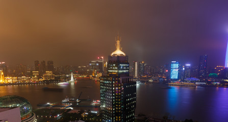 Modern urban nightscape,  the Bund,Shanghai,