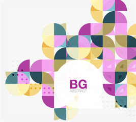 Colorful circles modern abstract composition with text. Geometric background
