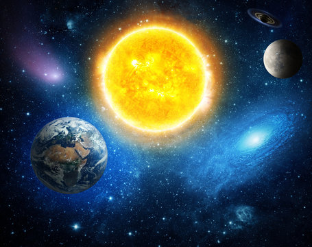 Solar system and space objects. Elements of this image furnished by NASA.