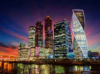 Obraz premium Moscow city (Moscow International Business Center) at night, Russia.
