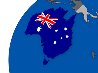 Australia with flag on political globe
