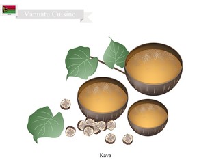 Kava Drink or Traditional Vanuatu Herbal Beverage - obrazy, fototapety, plakaty