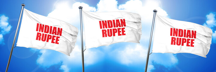 indian rupee, 3D rendering, triple flags
