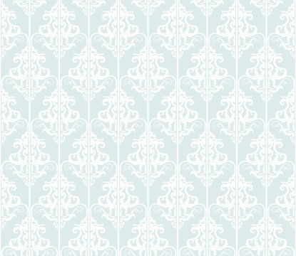 Damask seamless pattern background. Pastel blue and white. Vintage. For wedding design. © cutelittlethings