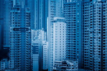 Obraz premium aerial view of Hong Kong apartment block in China.