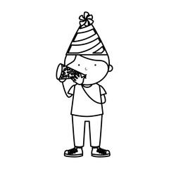 little kid with party hat icon vector illustration design