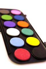palette of paints or cosmetics