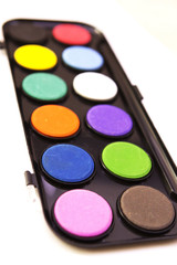 palette of paints or cosmetics