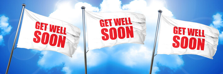 get well soon, 3D rendering, triple flags