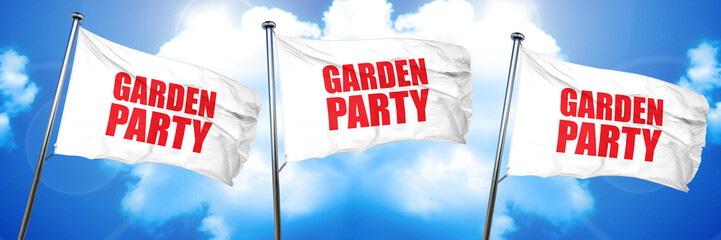 garden party, 3D rendering, triple flags